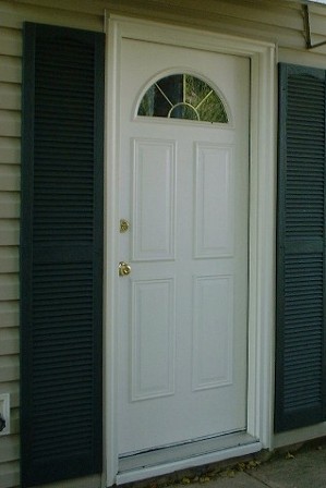 half moon window on steel door