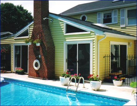 addition with skylights and sliding door